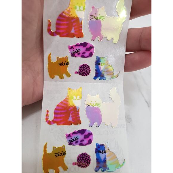 Vintage Sandylion Stickers Iridescent Opal Cats Kittens 1980’s Shiny sandy lion - Picture 5 of 6